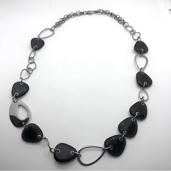 Leonardo Jewels Onyx & Stainless Steel Necklace 25” - Picture 1 of 6